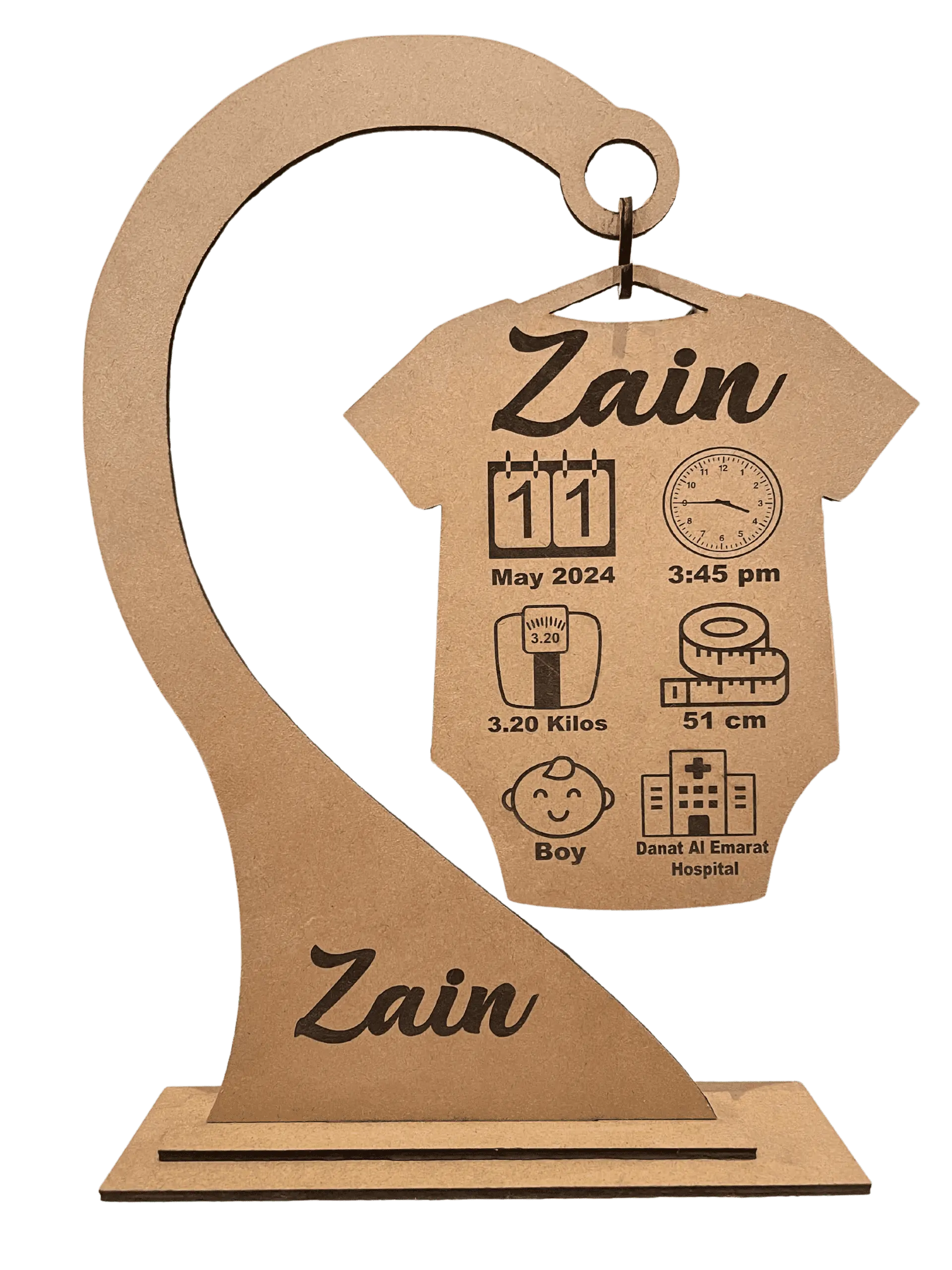 Custom Baby Birth Record Stand for Boys