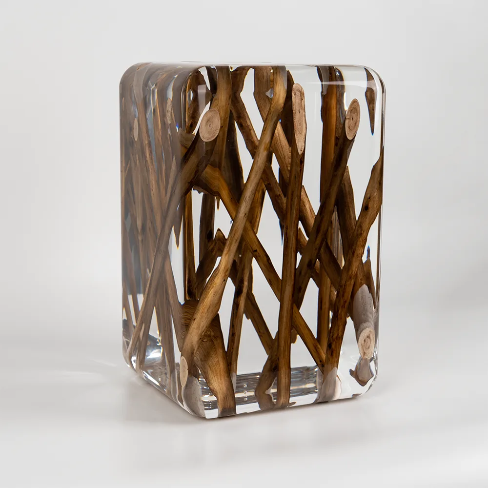 Wood Stick Coffee Table Angle View - Unique Wooden Side Table Dubai | Contemporary Nature-Inspired Design