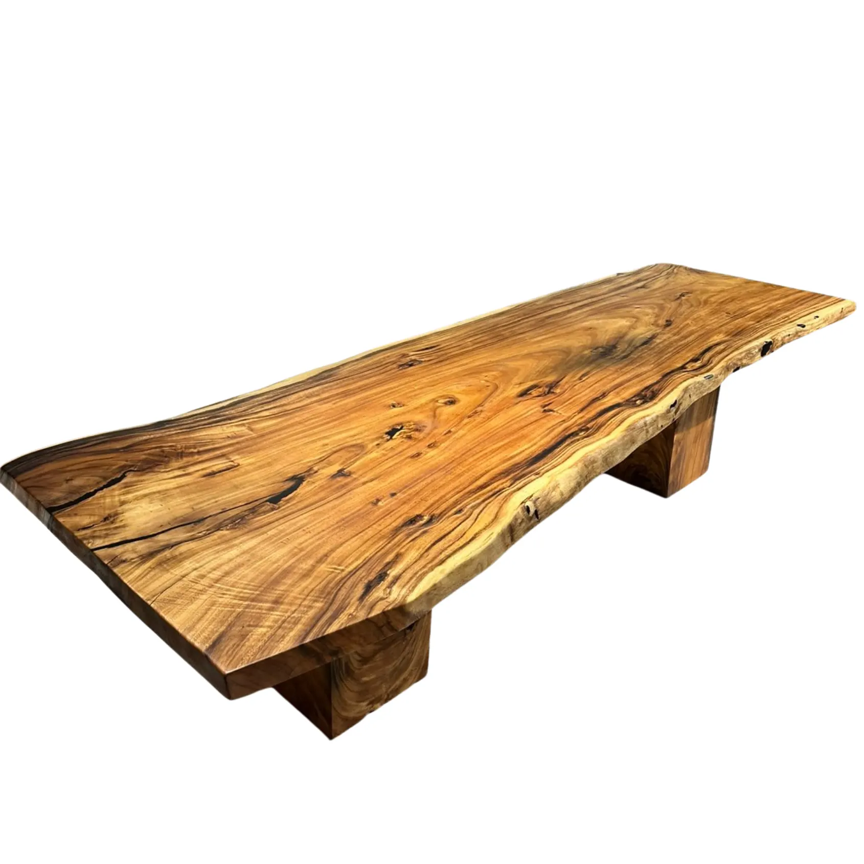 Acacia Slab Table Angle View - Statement Dining Table Dubai | Handcrafted Wooden Furniture UAE